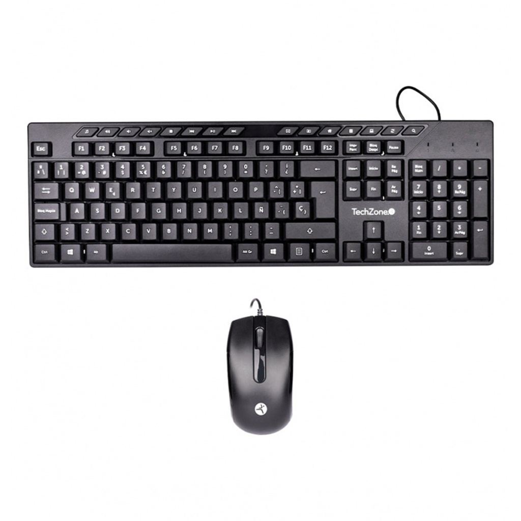 Kit de Teclado y Mouse TechZone TZACCBA01 Alámbrico USB Español