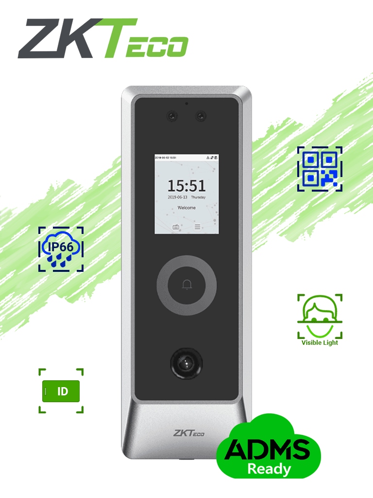 ZKTECO PROMAQR - Control de Acceso Facial / QR / Exterior IP66 / IK07 / 30,000 Rostros / 50,000 Tarjetas 125 Khz