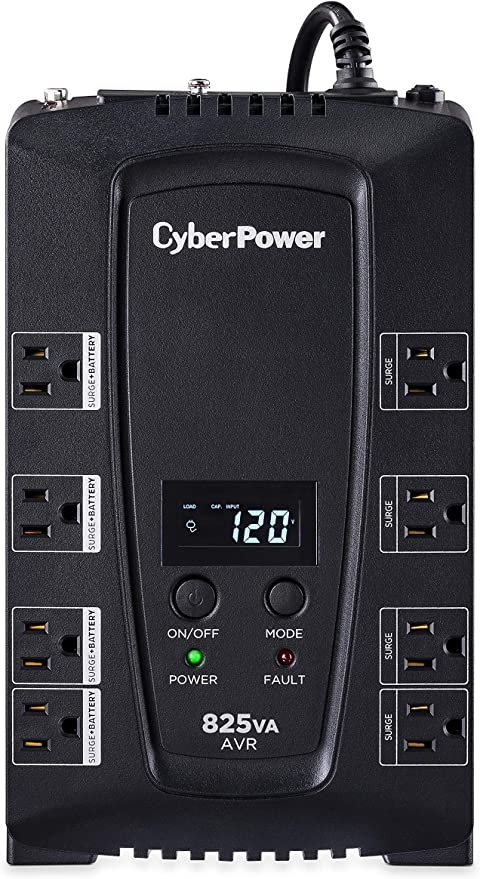 CyberPower CP825AVRLCD Intelligent LCD UPS 825VA 450W AVR Compact