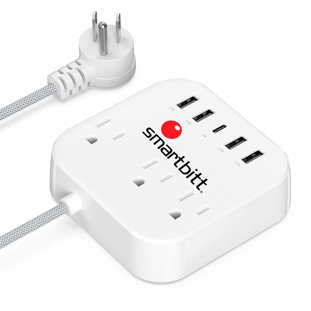 Multicontacto Smarbitt SBSS-B3-5U 3 Contactos 1x USB C 4x USB A 5V 3A