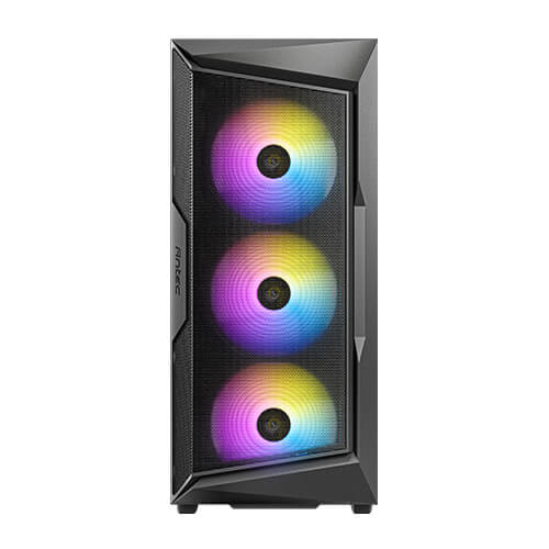 Gabinete antec ax61 elite media torre, ventana cristal, 4x ventiladores 120mm argb, negro