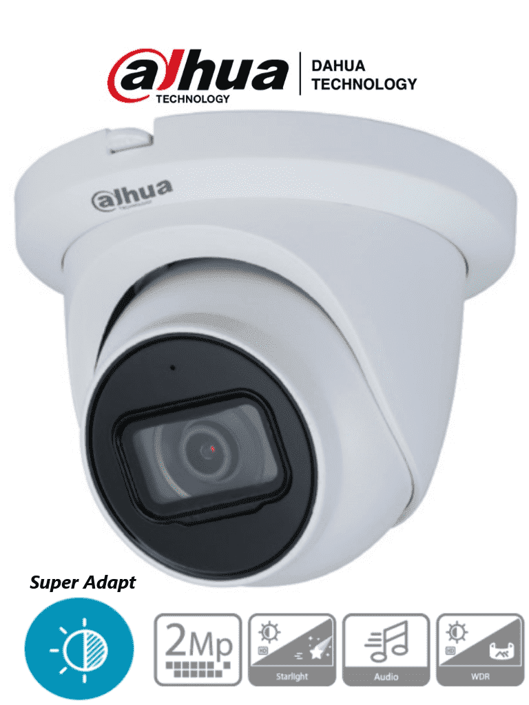 Dahua hac-hdw1231tmq-a - camara domo 1080p super adapt/ lente de 2.8mm/ 107 grados de apertura/ microfono integrado/ ir de 60 mt