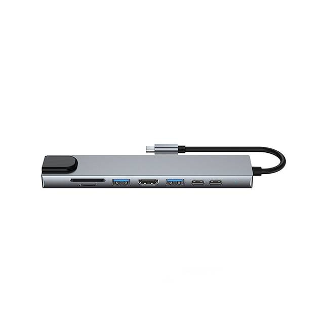 Urban Balance Docking Station UB81 para MacBook, 2x USB 3.0, 2x USB-C, 2x HDMI, 1x SD, 1x MicroSD, Gris