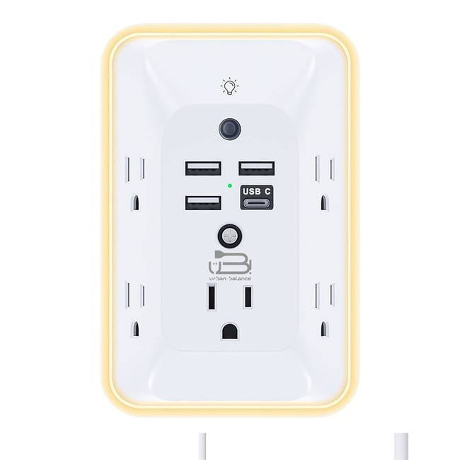 Urban Balance Supresor de Picos SPUB-02, 5 Salidas, 3 Puertos USB, 1.050 Joules