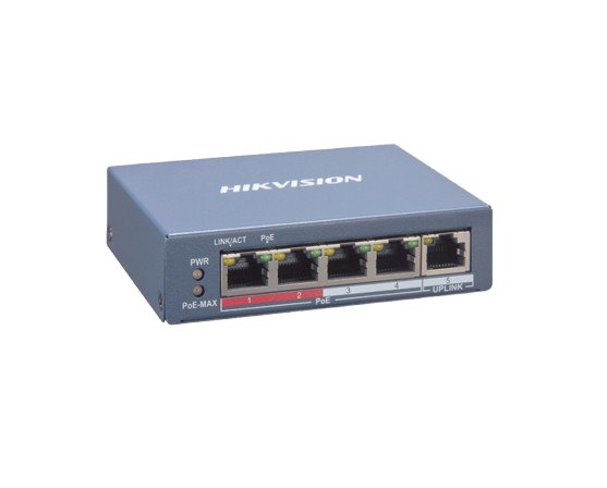 Switch gigabit  poe+ / monitoreable / 4 puertos 10/100 mbps poe+ / 1 puerto 10/100 mbps uplink / modo estendido hasta 300 metros /  45 w