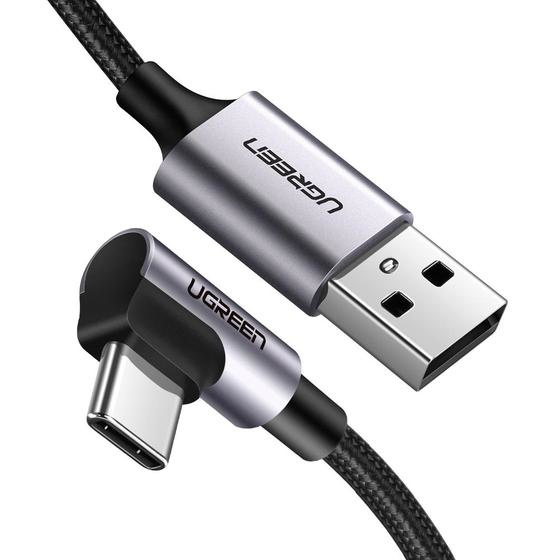 Cable usb-a a usb-c | 2 metros | conector con ángulo recto de 90° | carga rápida de hasta 60w | 480 mbps | pd3.0 | qc /3.0/2.0 | fpc | afc | protección integrada| caja de aluminio | nylon trenzado | color negro.