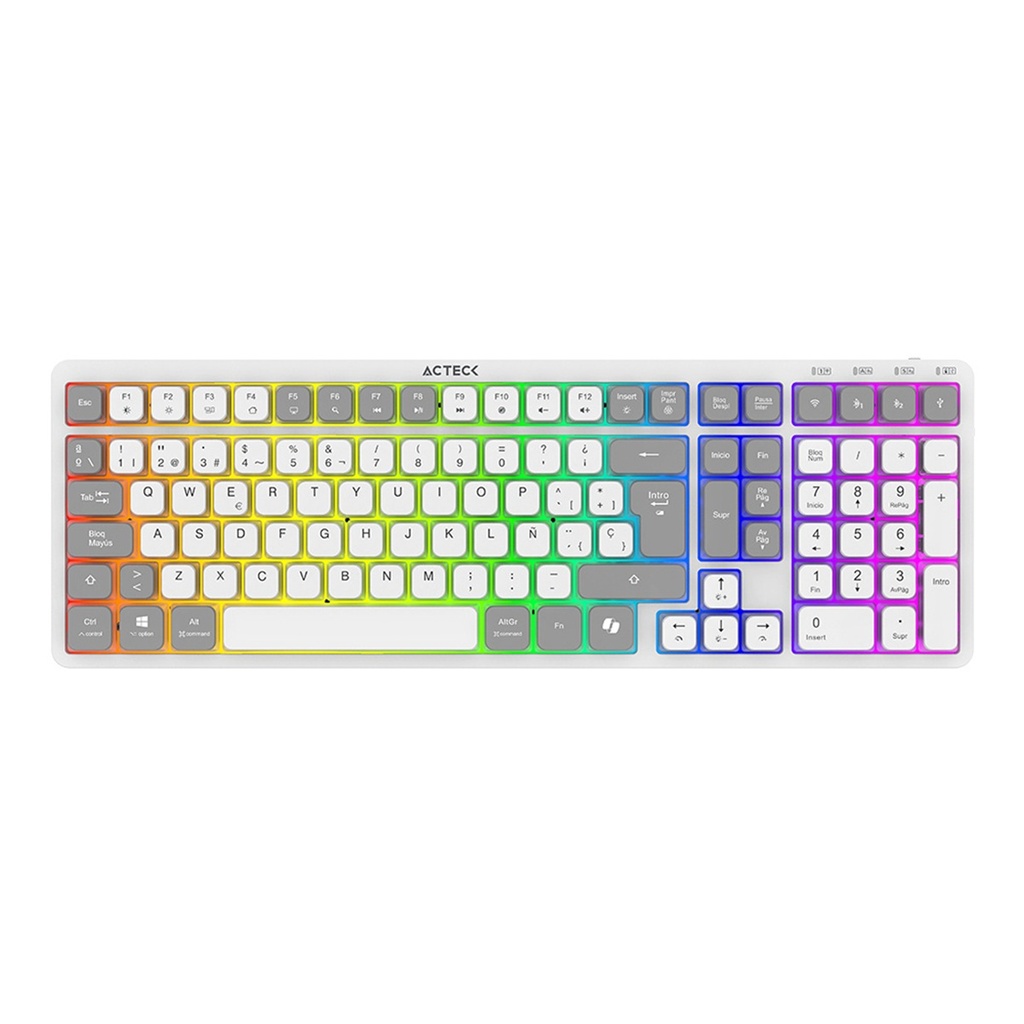 Teclado Mecánico Acteck Techno PRO TI790 LED RGB Óptico RF Inalámbrico/Bluetooth Español