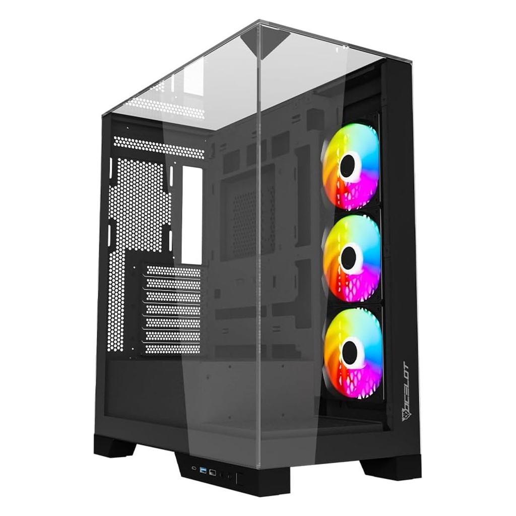 Gabinete Ocelot Gaming Glass Hunter 3 ARGB ATX Sin Fuente De Poder
