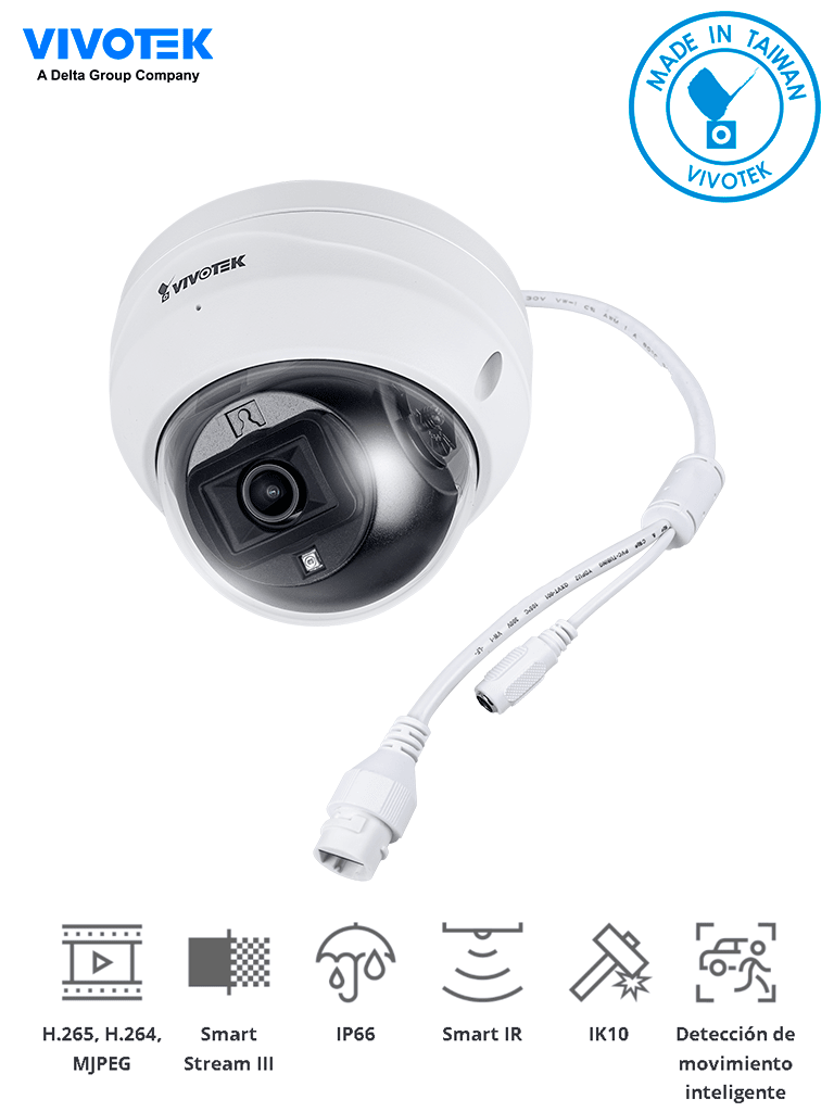 Vivotek fd9369 - camara ip domo 2mp/ lente fijo 2.8mm/h265/ir 30 mts/ smart stream iii/ smart motion