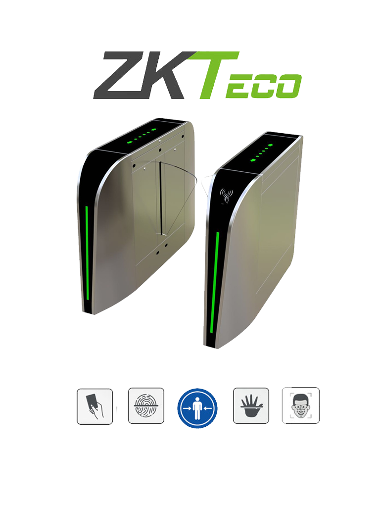 Zkteco fbl300 - barrera peatonal retraible / bidireccional / acero sus304 / aleta de acrílico / 110v / 35 personas x min / carri