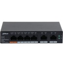Switch Dahua Gigabit Ethernet CS4006-4GT-60 4 Puertos PoE 10/100/1000 + 2 Puertos Uplink 60W 12 Gbit/s 8000 Entradas Administrable