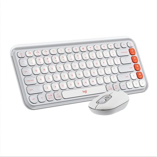 Kit logitech pop icon teclado/mouse bt offwhite/orange (920-013055)