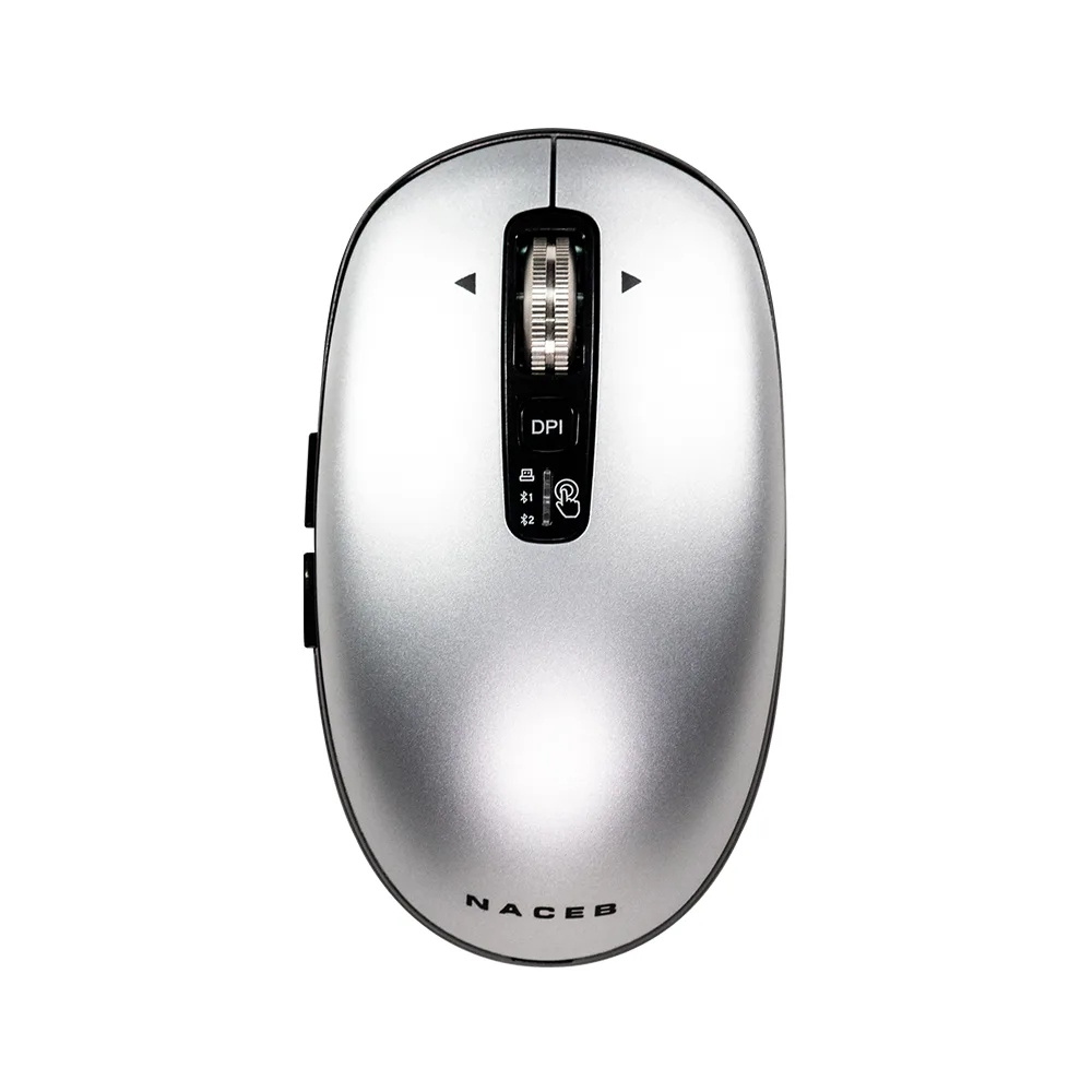Mouse Naceb LS1, Inalámbrico, Óptico, 3.200DPI, Bluetooth, Gris