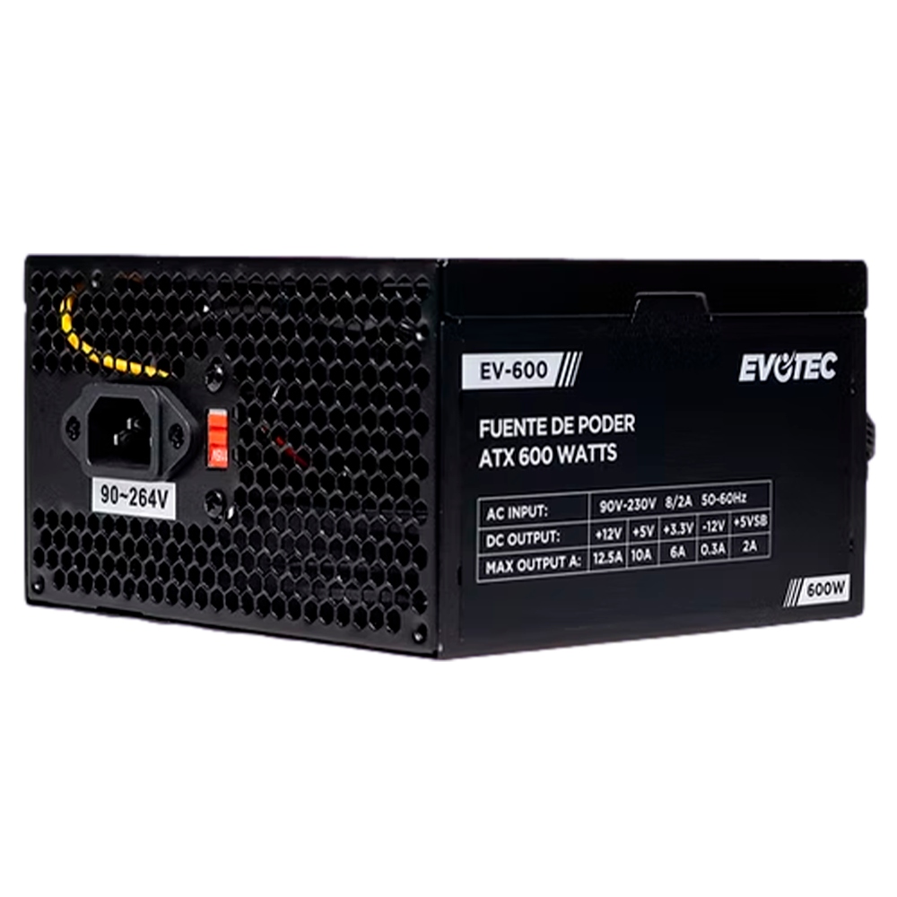 Fuente de Poder Evotec EV-600 ATX, 24-pin ATX, 120mm, 600W