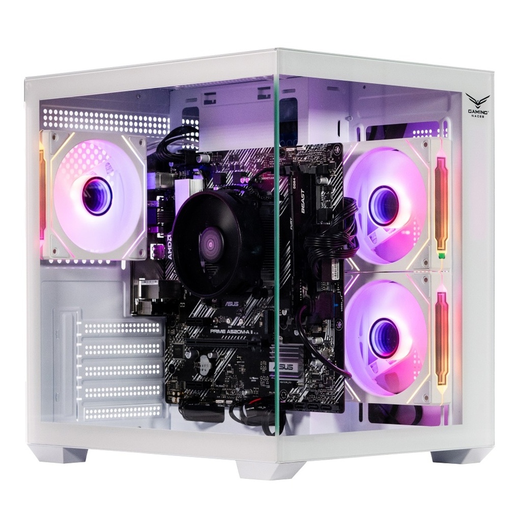 Gabinete Gamer Naceb NA-0636B Mini-Pecera m-ATX Ventana 3x Ventiladores ARGB