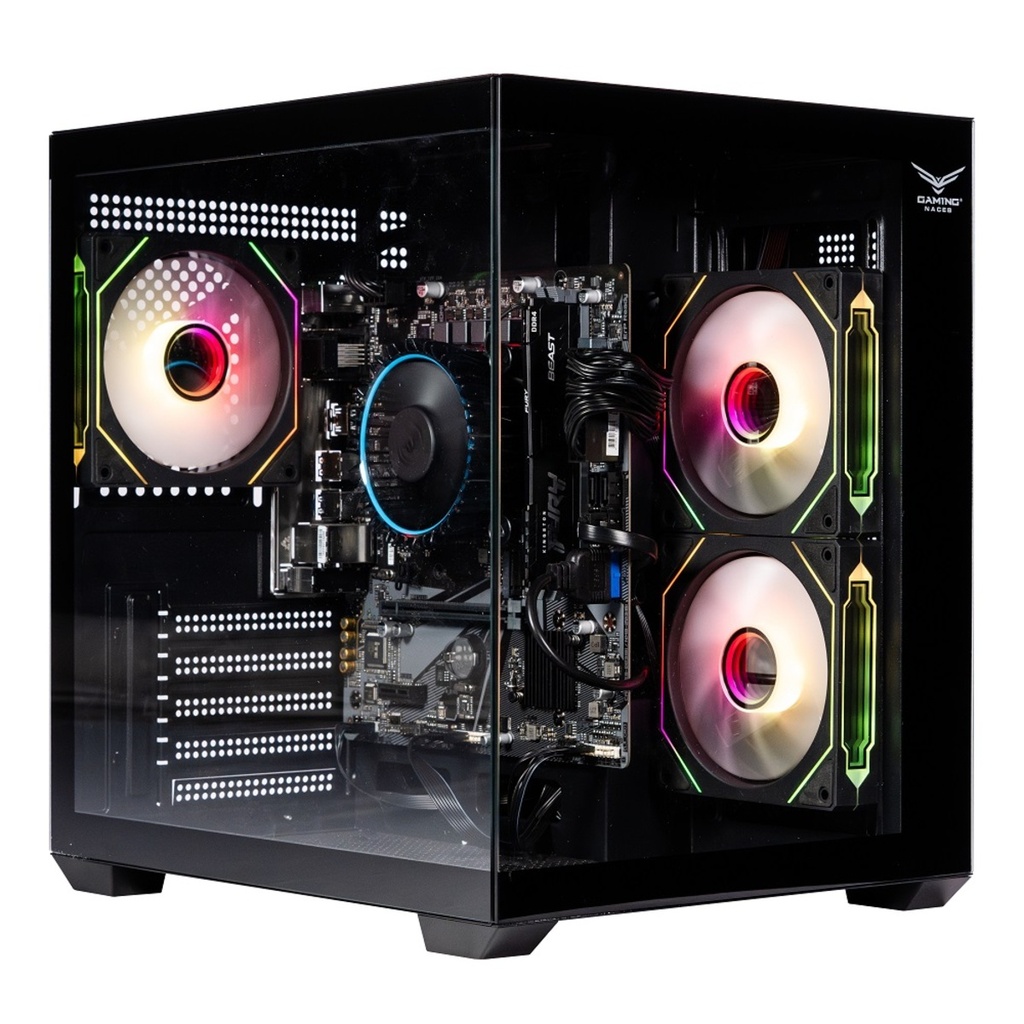 Gabinete Gamer Naceb NA-0636N Mini-Pecera M-ATX Ventana 3x Ventiladores ARGB