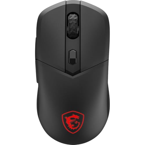 Mouse msi versa 300, optico, 6 botones, 8000 dpi, rf wireless, bluetooth, usb-c, negro