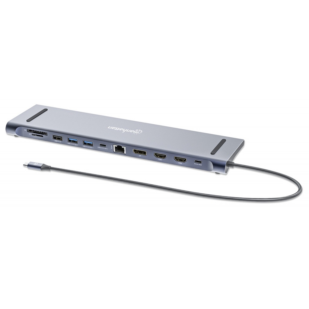 Docking Station Manhattan 190305 USB-C - 2x USB-C 3.0 2x USB-A 3.0 1x USB-A 2.0 2x HDMI 1x DisplayPort 1x RJ-45 1x 3.5mm MicroSD/SD