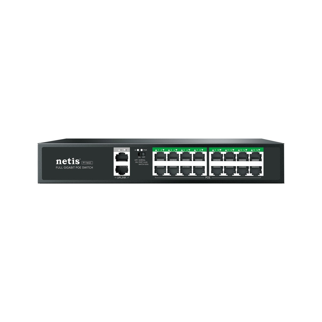 Switch POE Netis P116GC 16 Puertos POE 2 Uplink 240W 1000 Mbps No Administrable