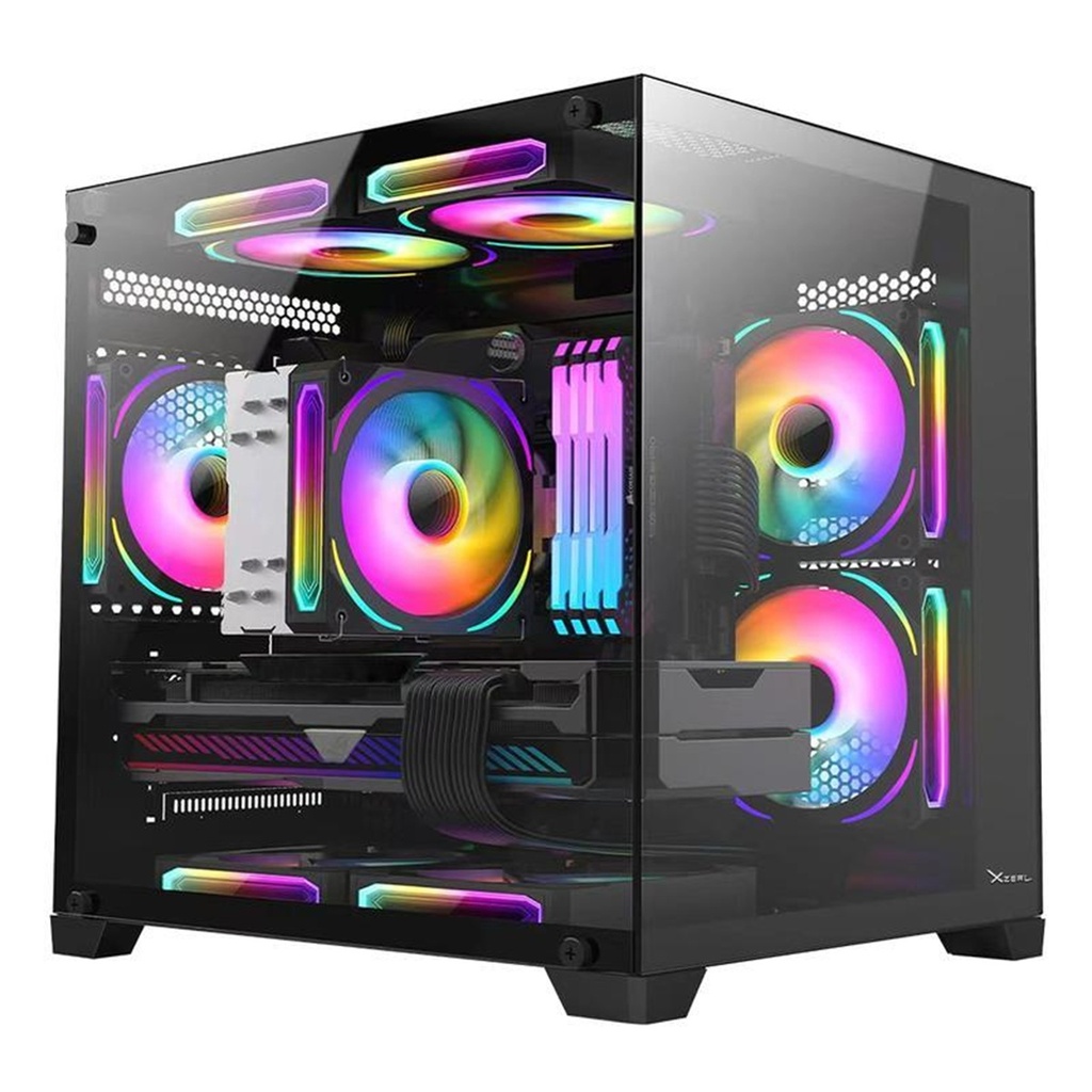 Gabinete Xzeal Cubo Cxi2 Soporta M-atx/itx Cristal Templado 3x Ventiladores ARGB