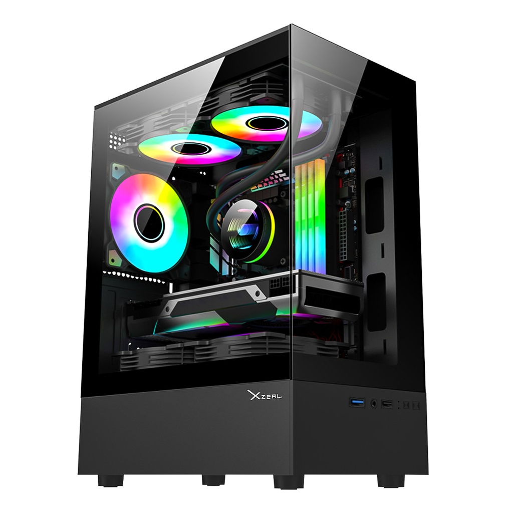 Gabinete xzeal x-zynergy m-atx/itx xzgazny1b espacios pci 4 espacios de expansión rgb - negro