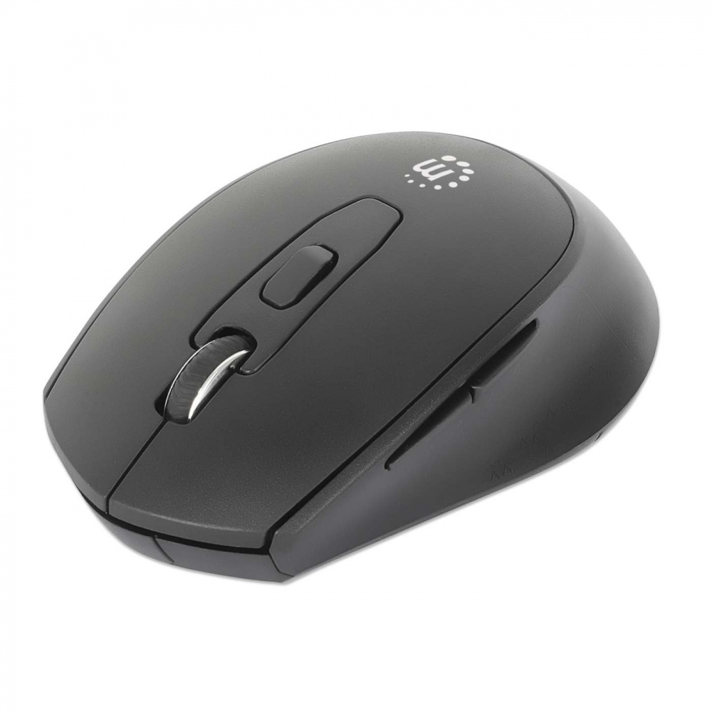 Mouse Manhattan Óptico 190343, Inalámbrico, RF Inalámbrico, 1600 DPI, Negro