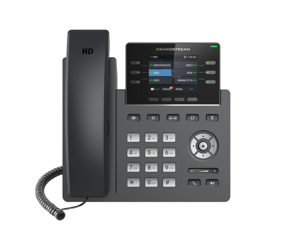 Telefono ip 3 cuentas sip, pantalla a color, audio hd, 24 teclas blf digitales, soporta poe, puertos de red giga.