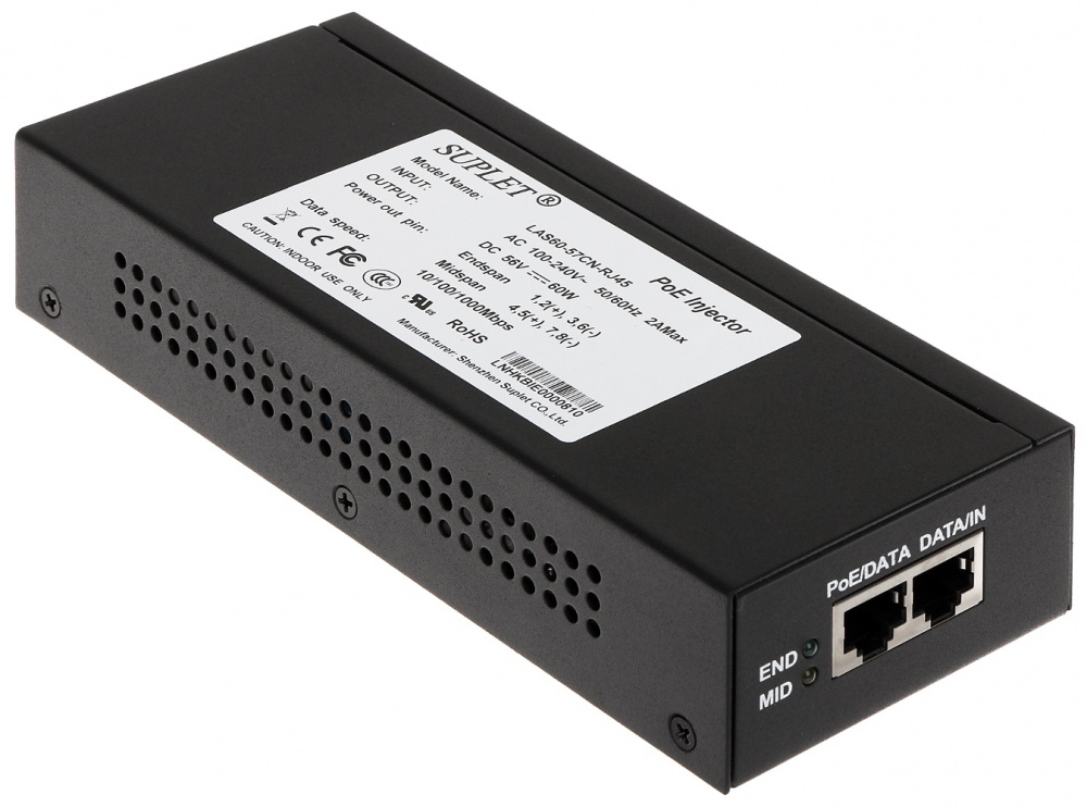 Inyector super hi-poe hikvision - 60 w