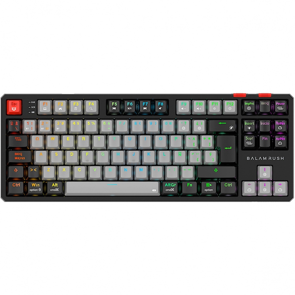 Teclado Mecánico Gamer Balam Rush Level Pro GK990 LED RGB TKL Óptico RF Inalámbrico/Bluetooth Español