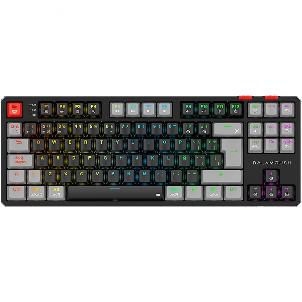 Teclado Mecanico Gamer Balam Rush Level Pro GK990 LED RGB TKL Outemu Red Inalámbrico RF Inalámbrico/Bluetooth Español