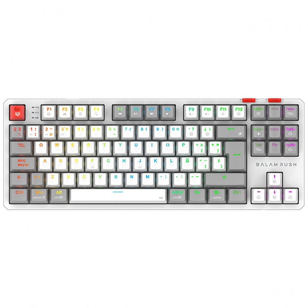 Teclado Mecánico Gamer Balam Rush Level Pro GK990 LED RGB TKL Outemu Red Inalámbrico RF Inalámbrico/Bluetooth Español