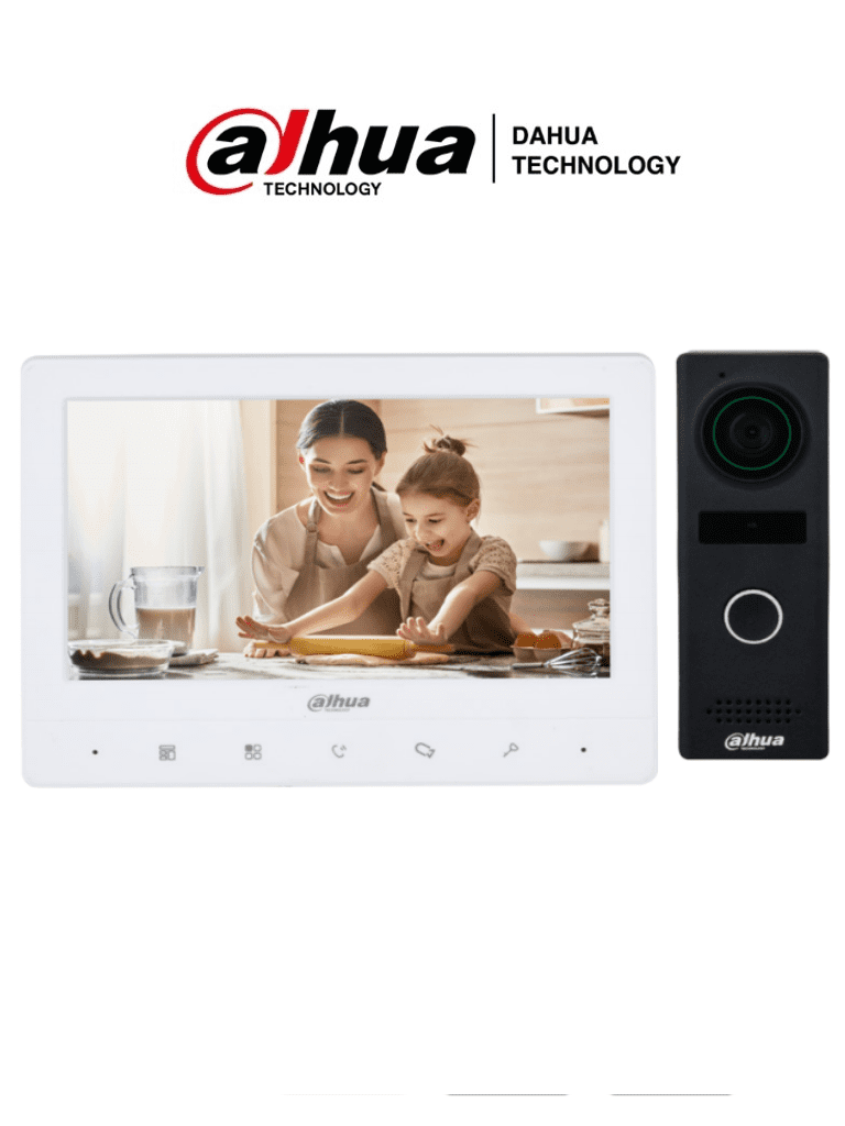 Dahua Kit de Videoportero Analogico con Frente de Calle Metalico/ Monitor de 7 Pulgadas TFT/ 1024x600/ Frente de Calle con Camara de 1.3 MP/ DWDR/ IR Automatico/ 1 Entrada y Salida de Audio/ Soporta Boton de Salida/