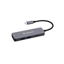 Hub verbatim 4 puertos, 1x usb-c, 1xhdmi 4k, 2x usb-a 3.2, 5000 mbit/s, gris