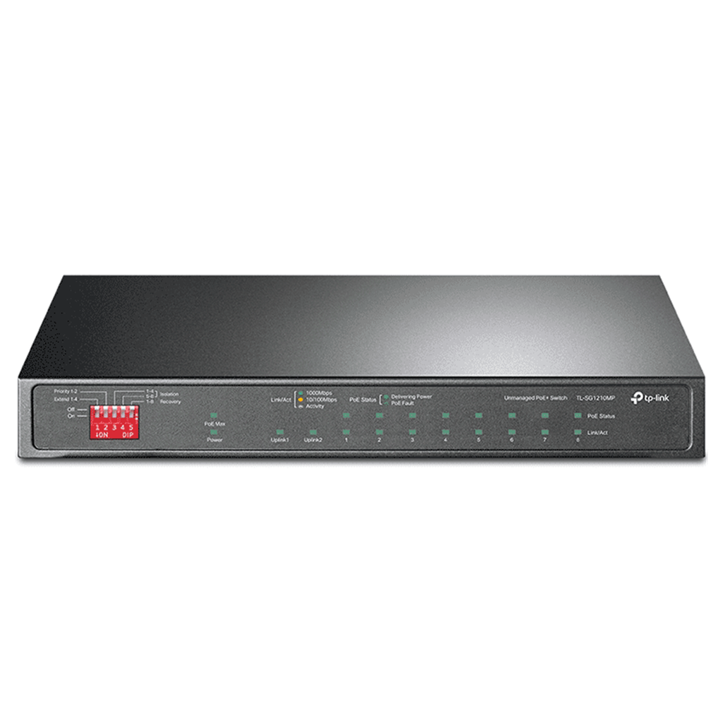 Switch TP-Link TL-SG1210MP 9 Puertos Gigabit Ethernet 10/100/1000 8 x PoE+ 123W 20 Gbit/s 4000 Entradas No Administrado 