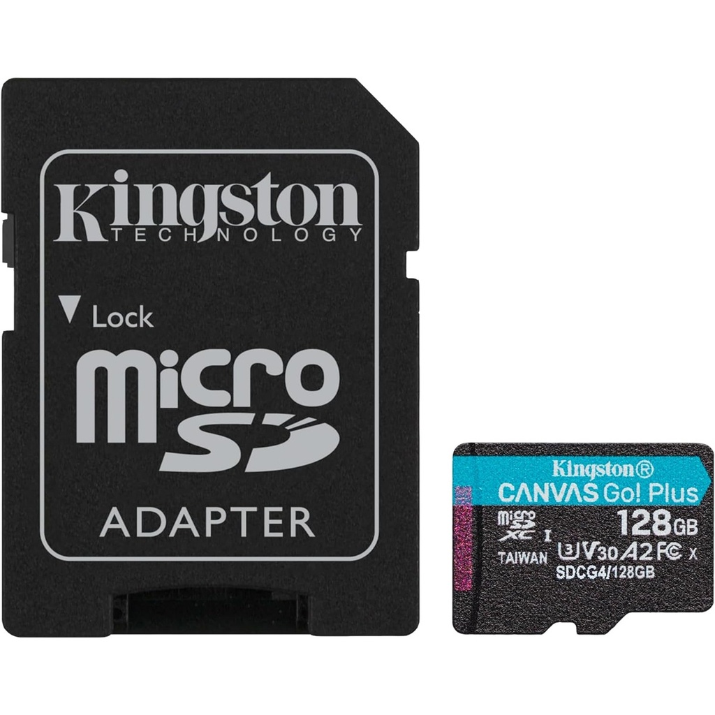 Memoria Flash Kingston Canvas Go! Plus 128GB MicroSD UHS-I Clase 10 Con Adaptador