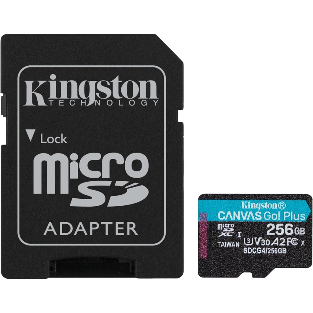 Memoria Flash Kingston Canvas Go! Plus 256GB MicroSD UHS-I Clase 10 Con Adaptador