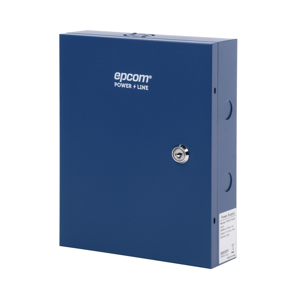 Fuente de poder profesional heavy duty de 11 - 15 vcd @ 16 amper, para hasta 8 cámaras, con voltaje de entrada de: 110-220 vca /