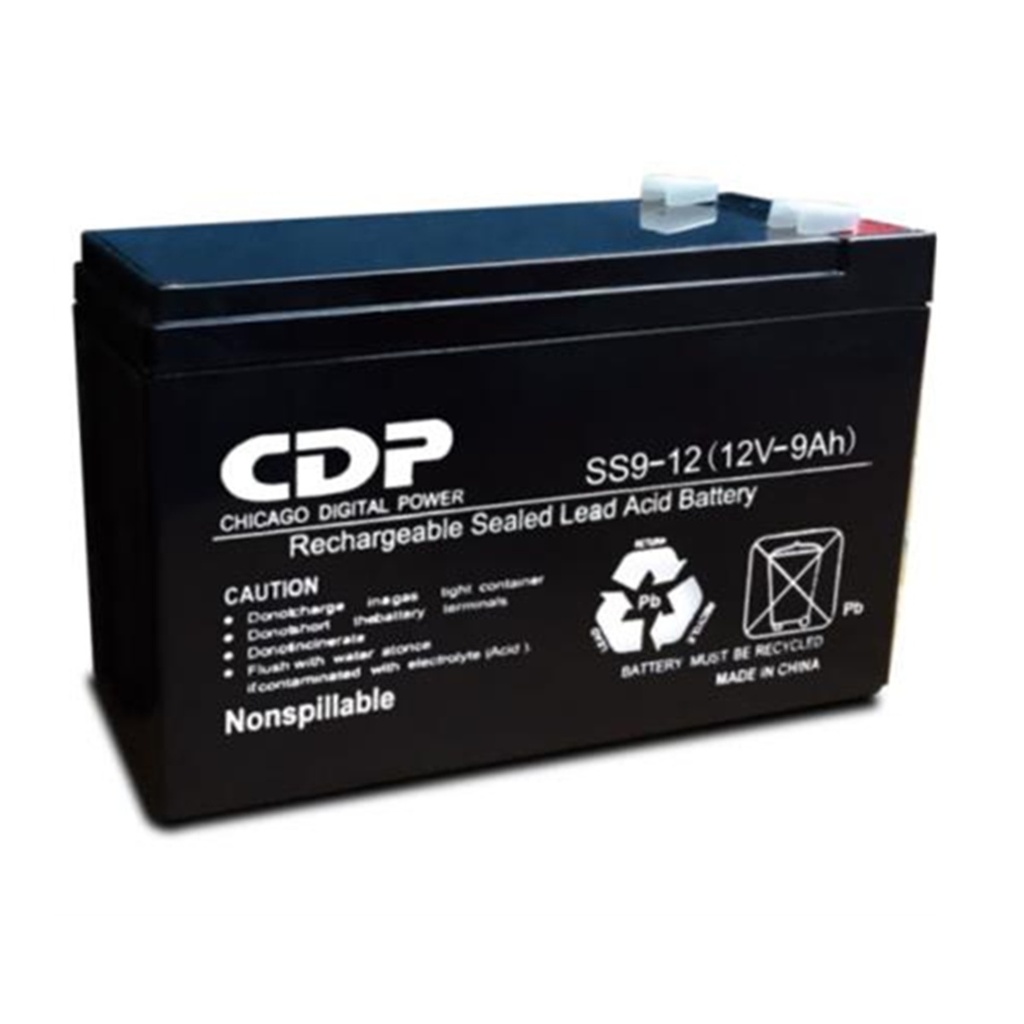 Bateria de respaldo CDP B-12/9 SLB 12-9 12V a 9A Libre de Mantenimiento Fácil Instalación Compatible con CCTV y DSC