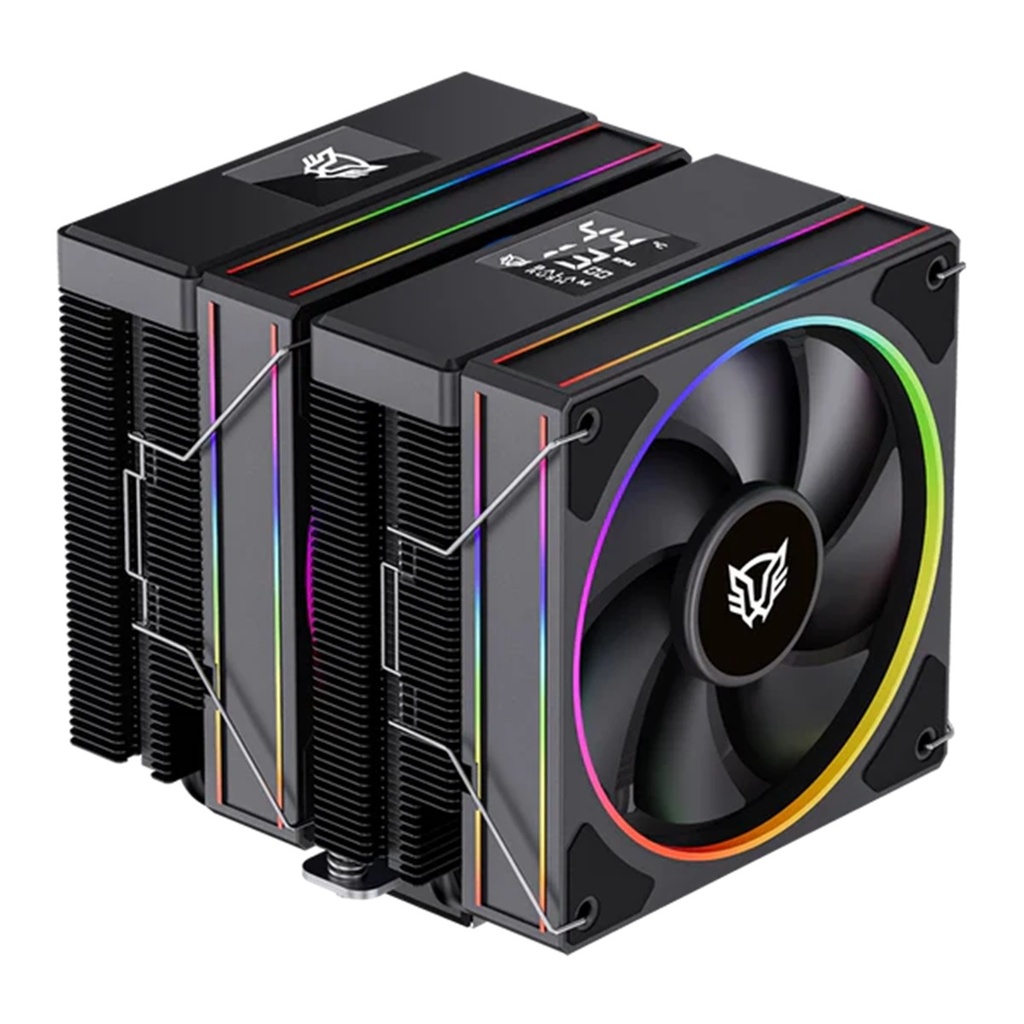 Enfriamiento de Aire Balam Rush Heliux Pro HEX75 Doble Disipador Display Digital ARGB TDP 270W