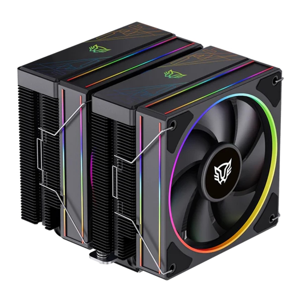 Ventiladore Balam Rush Heliux Pro HEX70 Doble Disipador  ARGB TDP 270W AMD e Intel Hidrodinámico 6 Pipas 2 Ventiladores Conector PWM y ARGB Ruido 37.1 dB
