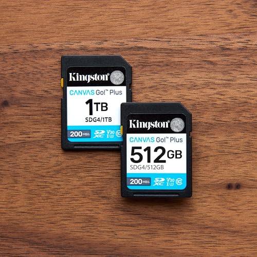 Memoria sdxc kingston canvas go plus, 512gb, 4k, velocidad 200 mb/s, clase 10