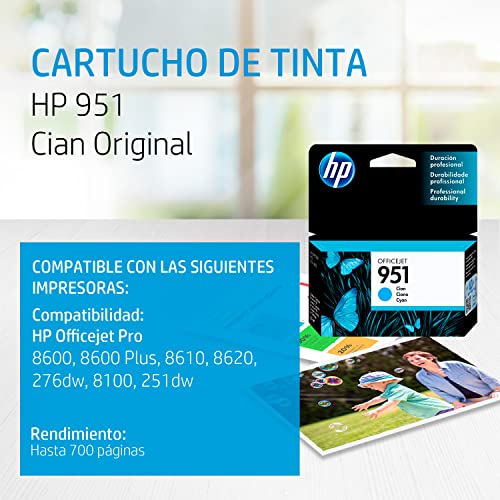 Cartucho hp 951 cian officejet para 8600 k8600 8600+ 8100 cn050al