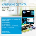 Cartucho hp 951 cian officejet para 8600 k8600 8600+ 8100 cn050al