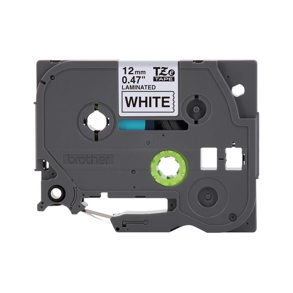 Cinta Laminada Brother Estandar Texto Negro Sobre Cinta Blanca 12mmx8m