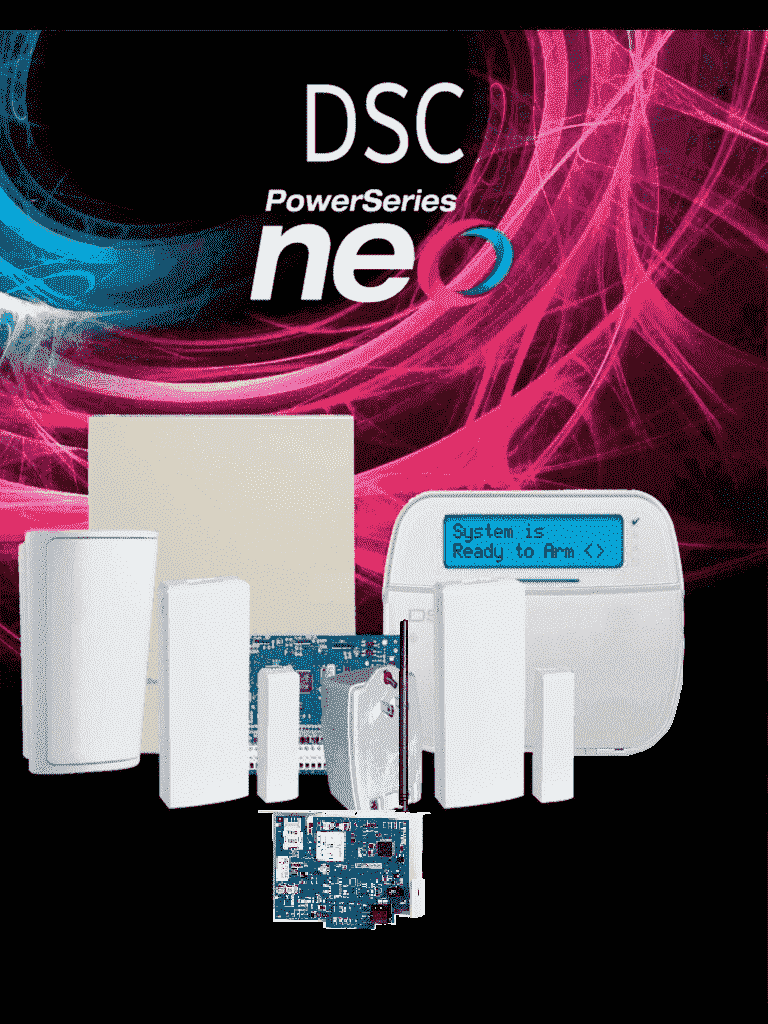 Dsc neo-rf-lcd-3g sb- paquete serie neo 32 zonas inalámbricas / comunicador dual tl2803ge / panel hs2032 / teclado rf iconos hs2