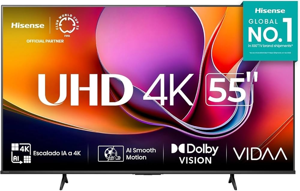 Television led hisense 55 55a65nv smart vidaa tv, uhd 4k, dolby vision, hdr10, dts virtual x
