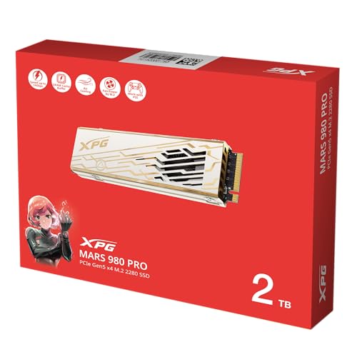 Unidad de estado sólido xpg mars 980 pro 2tb pcie gen5 x4 m.2 2280 - velocidad lectura/escritura secuencial de hasta 14