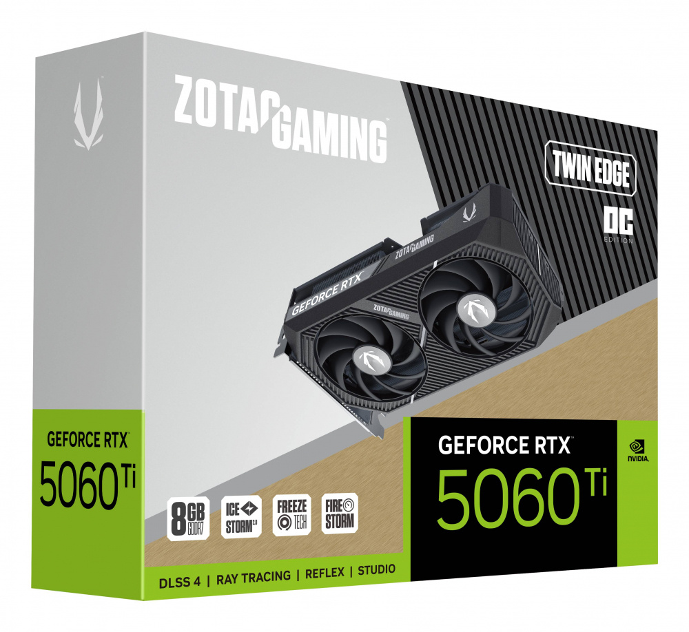 Tarjeta de video zotac zt-b50610h-10m rtx 5060ti twin edge oc 8gb gddr7 2602 mhz pcie 5 hdmi 3*dp 2*fan