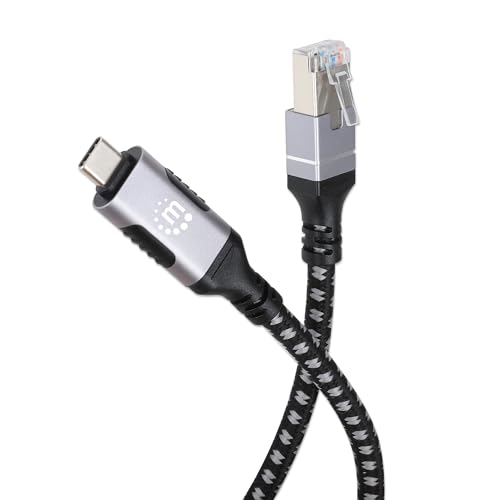 Cable usb-c manhattan v3.2 a rj45 2m 5 gbps cat6 1 gbps