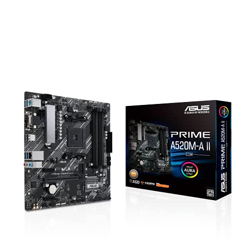 Tarjeta madre asus micro atx prime a520m-a ii csm, s-am4, a520, hdmi, 128gb ddr4 para amd